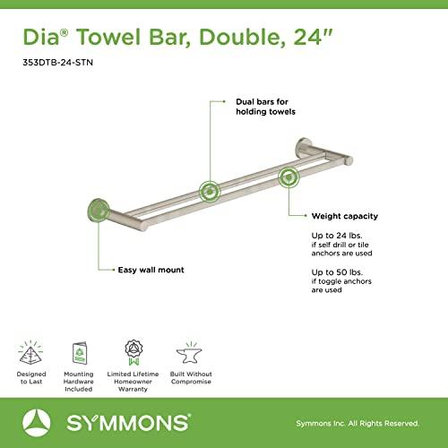 Symmons Symmons 353DTB-24-STN Dia 24 in. Double Wall-Mounted Towel Bar in Satin Nickel