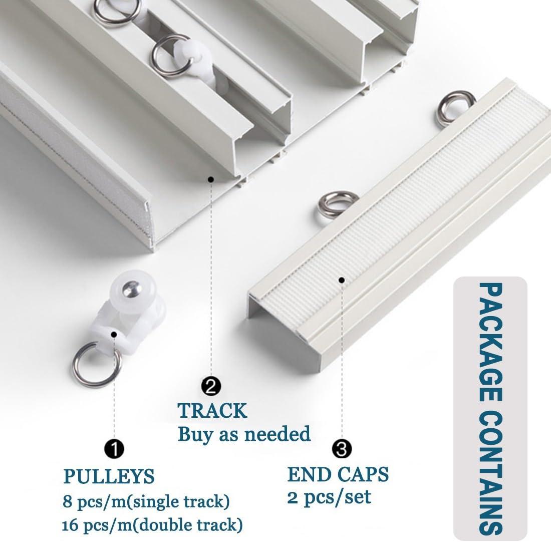 LTSRLL Double Curtain Rail Track With Valance Ceiling Or Wall Mount Curtain Tracks System For Straight Windows - 39" To 236" Sliding Drop Ceiling Curtain Pole Set Strong Load Bearing No Light Leakage(Color:S