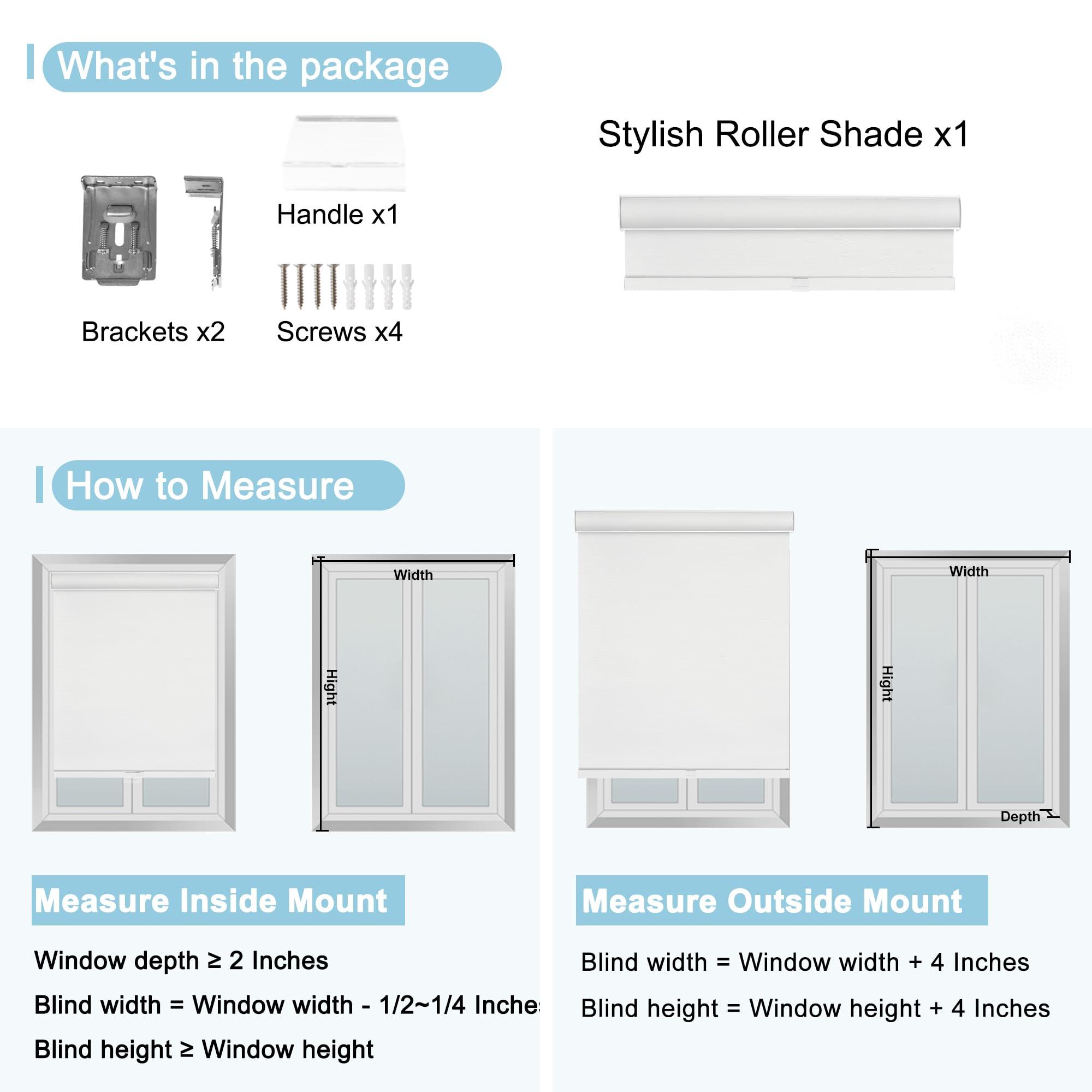 BERISSA BERISSA 100% Blackout Pull Down Window Shades Blinds for Indoor Windows Room Darkening Roller Shades Thermal Insulated Up and Down Blinds for Home Custom Shades(34.25" W x 68" H) Black