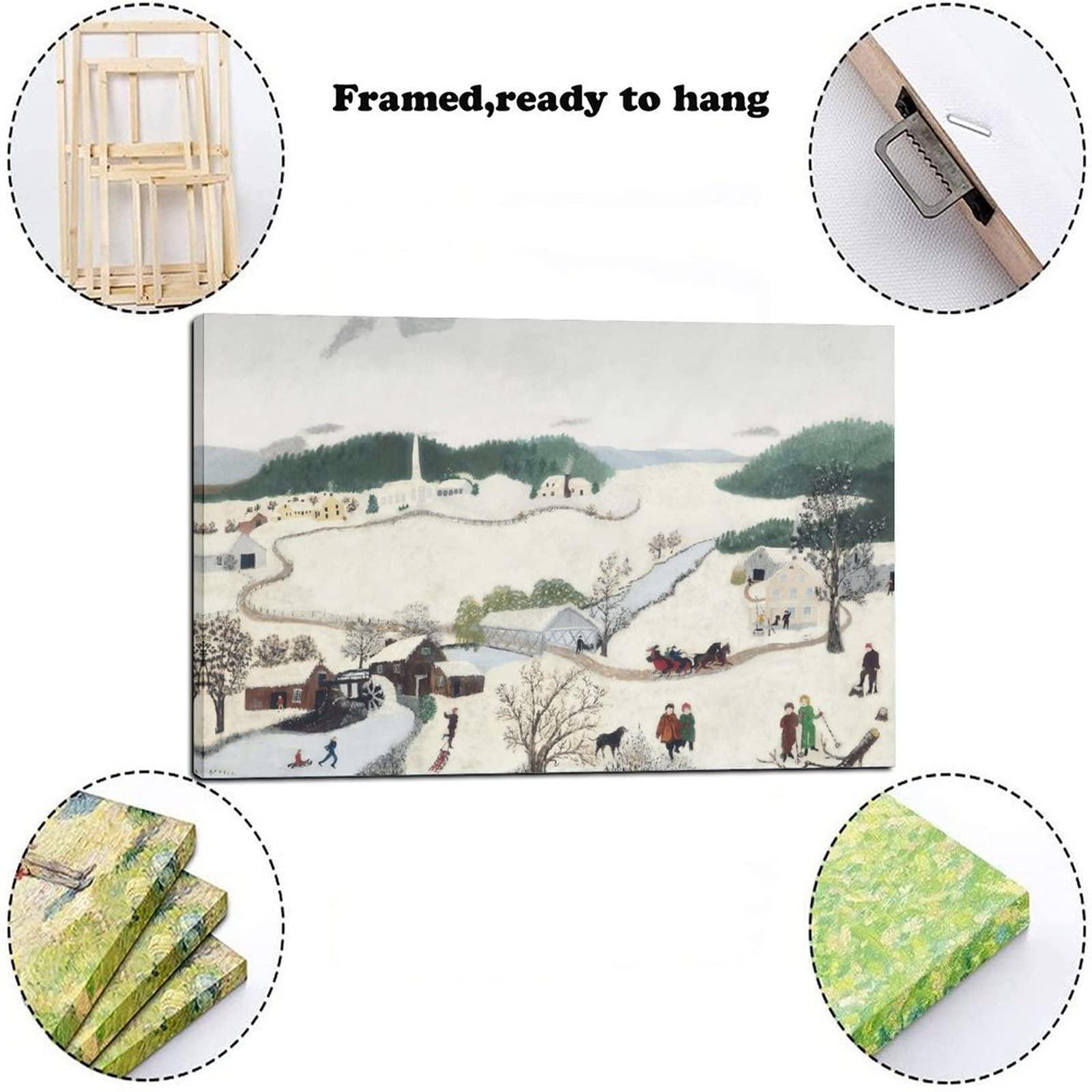 NIZHNAO 33 Masterpieces by Grandma Moses Over The River to Grandma's House on Thanksgiving Day Canvas Art Poster and Wall Art Picture Print Modern Family Bedroom Decor Posters 24x36inch(60x90cm)