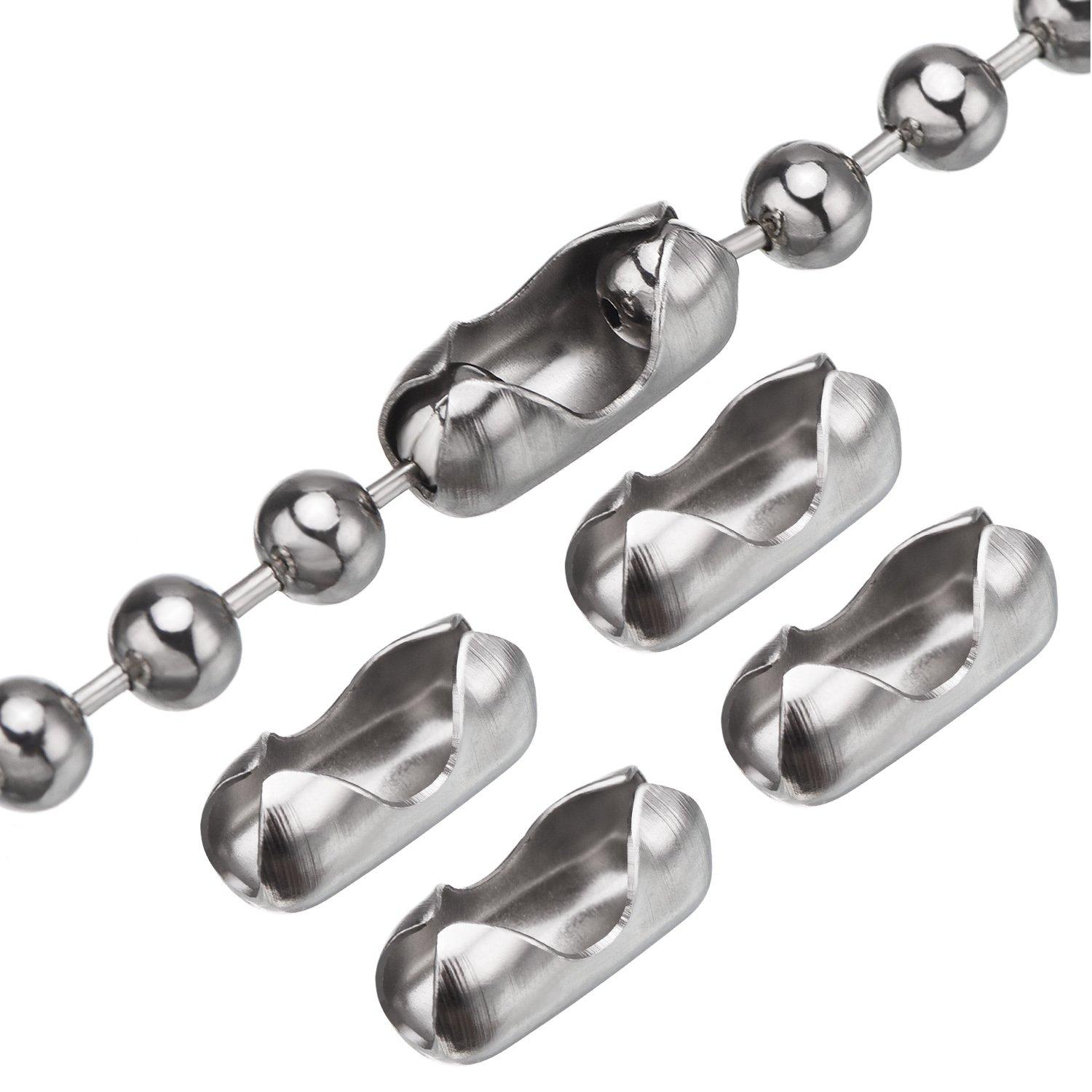 Shappy Shappy 10 Feets Beaded Ball Pull Chain Extension Roller Shade Bead Chain Extender with 10 Pieces Matching Connector for Window Blind Vertical Replacement (4.5 mm,Silver)