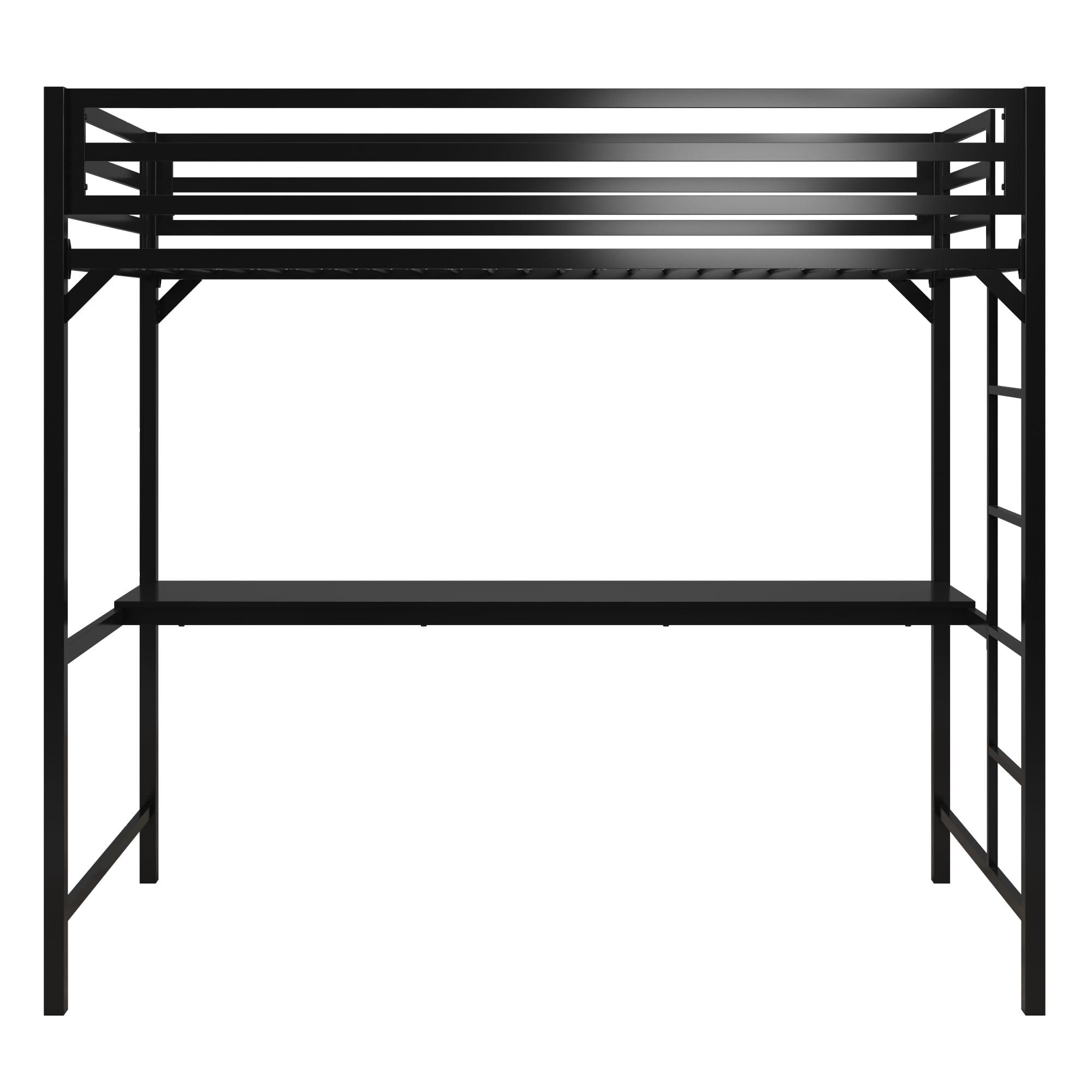 DHP DHP Miles Metal Twin Loft Bed with Desk, Black