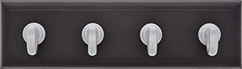 HIGH & MIGHTY HIGH & MIGHTY 515813 Key Rail Organizer Hook Rail, Easy Tool-Free Dry Wall Installation, Holds up to 10lbs, Medium, Espresso & Silver