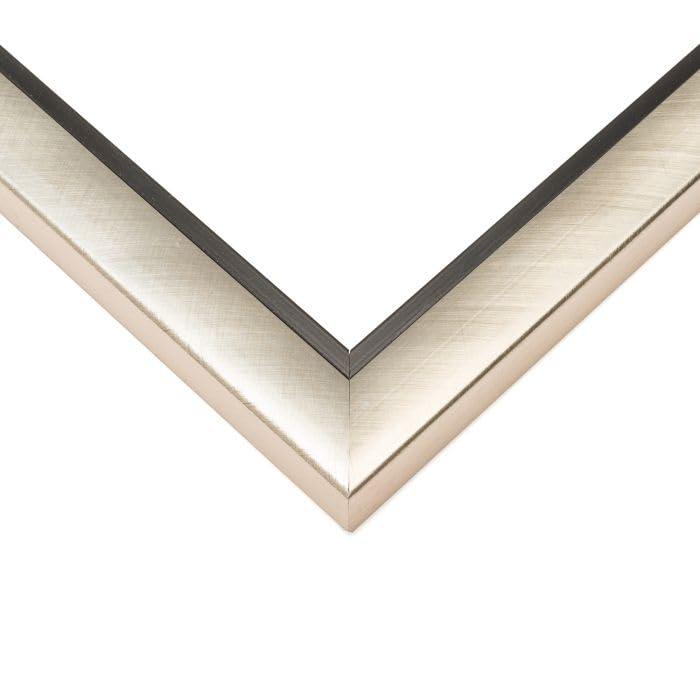 CustomPictureFrames.com 36x28 Frame Silver with Black Rim Solid Wood Picture Frame Width 1.25 Inches | Interior Frame Depth 0.4375 Inches | Sterling Photo Frame Complete with UV Acrylic, Foam Board Backing & Hanging Hardware