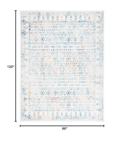 Safavieh SAFAVIEH Tulum Collection Area Rug - 8' x 10', Ivory & Rust, Moroccan Boho Distressed Design, Non-Shedding & Easy Care, Ideal for High Traffic Areas in Living Room, Bedroom (TUL271C)