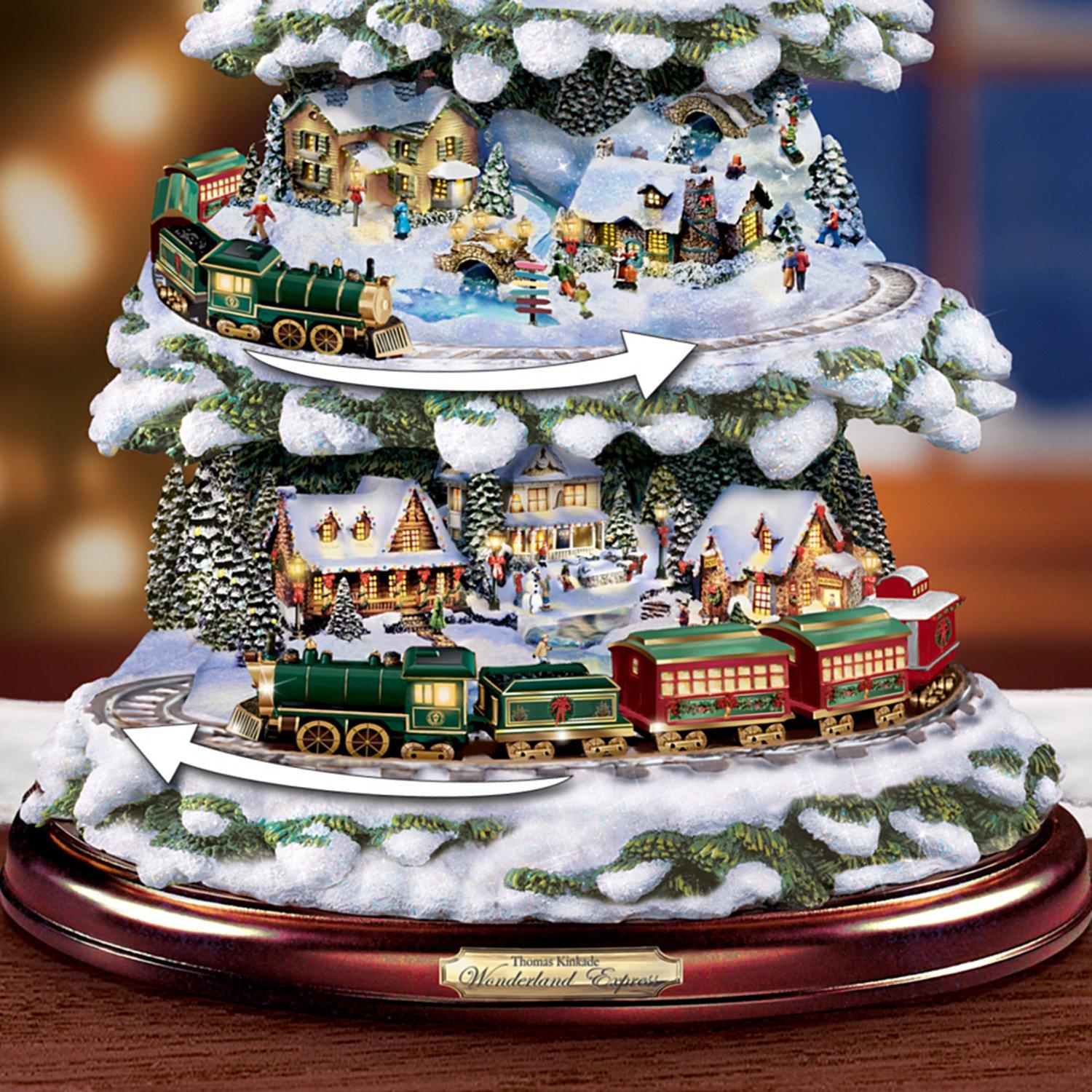 The Bradford Exchange The Bradford Exchange Thomas Kinkade Animated Tabletop Christmas Tree with Train: Wonderland Express