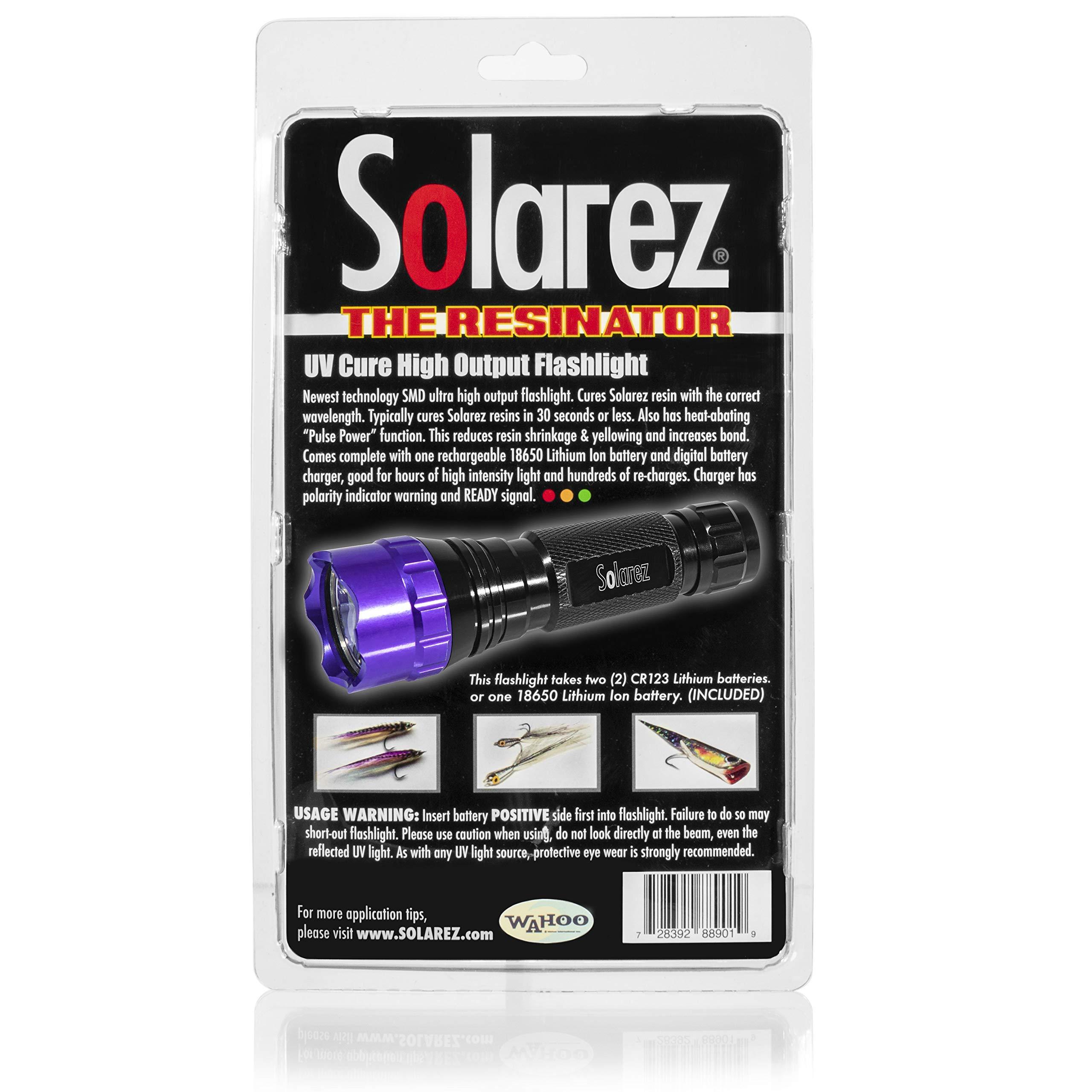 SOLAREZ SOLAREZ HIGH Output UV Flashlight RESINATOR KIT Best 380 UV Light and Blacklight for Fly-Tie & Surf Resin Cures, Insect Inspection, Pet Urine Stains, 18W 380-390nm LED Calibrated UV Resin Cure