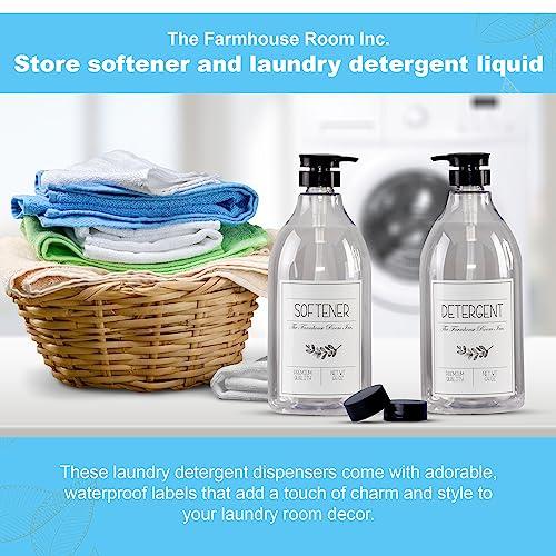 The Farmhouse Room Inc. The Farmhouse Room Inc. Laundry Detergent Dispenser - Fabric Softener Liquid Pump Bottle Dispenser for Laundry Room - BPA Free & PET Plastic 1/2 Gallon Soap Dispenser w/Waterproof Labels - Pack of 2