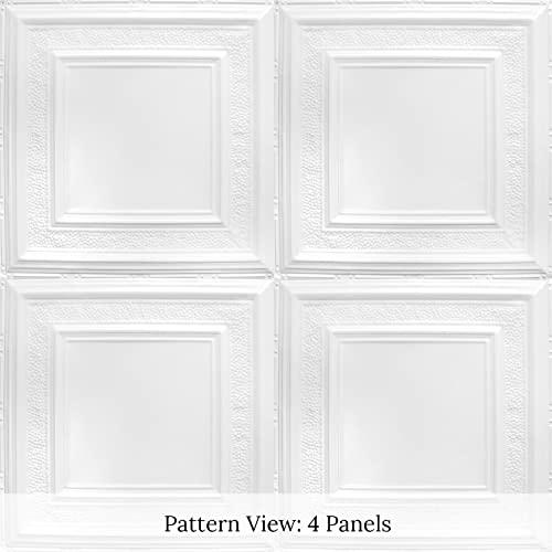 American Tin Ceilings American Tin Ceilings [5-Pack Kit Nail-Up Metal Tiles in Pattern #6 Nail-Up and Color Bright White Satin. 24\" x 24\" [20 sq ft] Genuine Tin | Made in the USA | Model: n-p06-wbs
