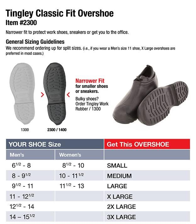 TINGLEY Tingley 2300 Work Rubber Classic Fit Overshoe, Extra-Large, Mens 11-1/2 - 12-1/2, Black