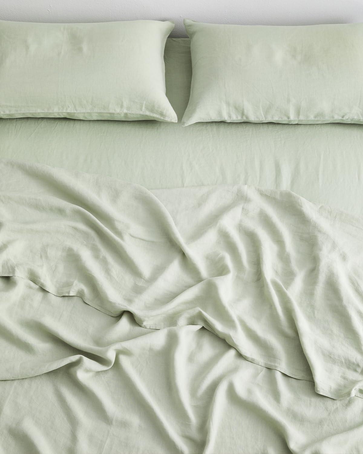 Bed Threads Bed Threads - Linen Fitted Sheet - 100% French Flax Linen - 170 GSM - Luxury & Eco-Friendly - Breathable, Durable & Soft - Single Fitted Sheet Only - Machine Washable - Full - Sage