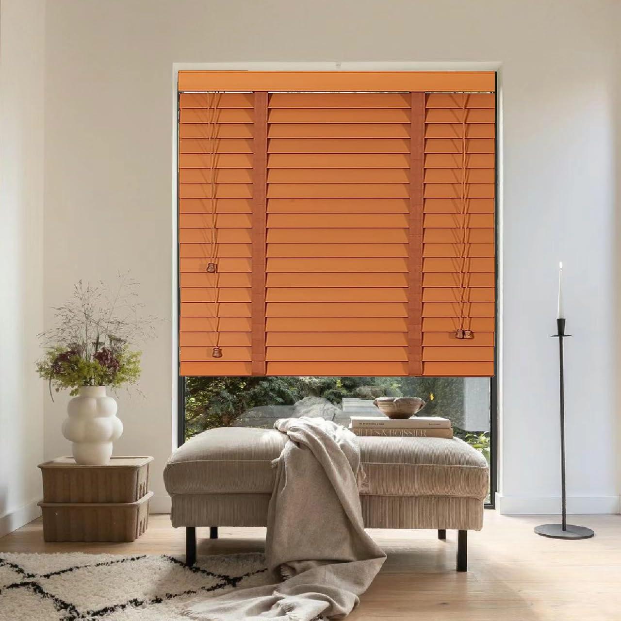 LCBDYLR Venetian Blinds Wooden,Faux Wooden Blinds,Venetian Blinds for Windows,Solid Wood Blinds, Blackout/Heat Insulation Solid Wood Venetian Shades, Privacy Curtain Shutters, Easy to Install Blinds