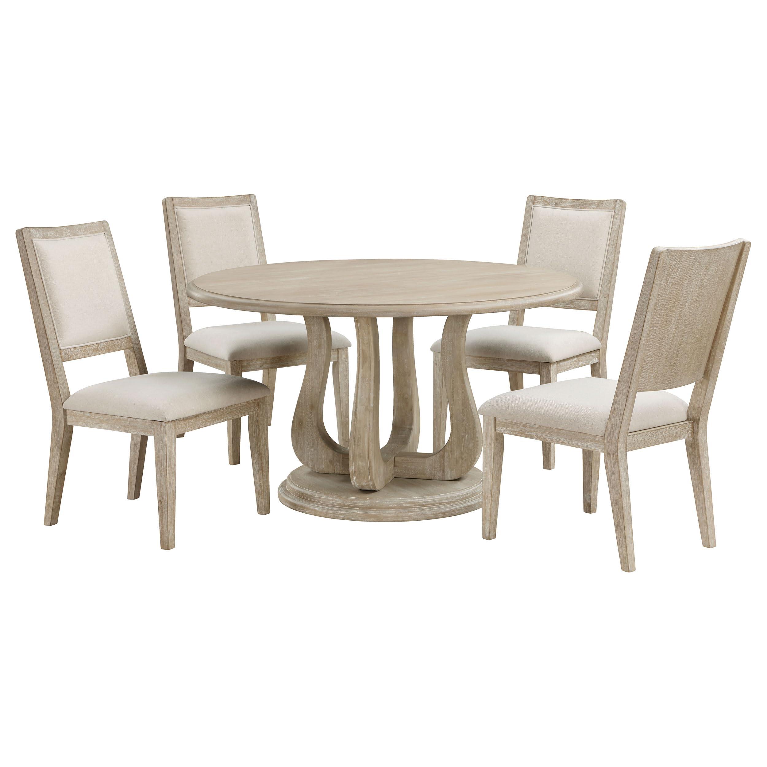 Coaster Home Furnishings Coaster Home Furnishings Trofello 5-Piece Round Dining Set White Washed