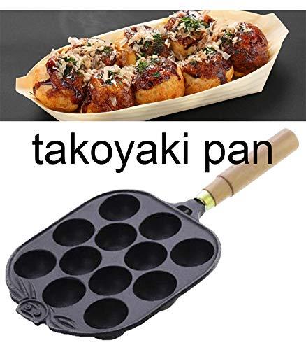 Hinomaru Collection Hinomaru Collection Cast Iron Takoyaki Pan Savory Octopus Balls Griddle Maker Mold Pan (12pc Single Handle)