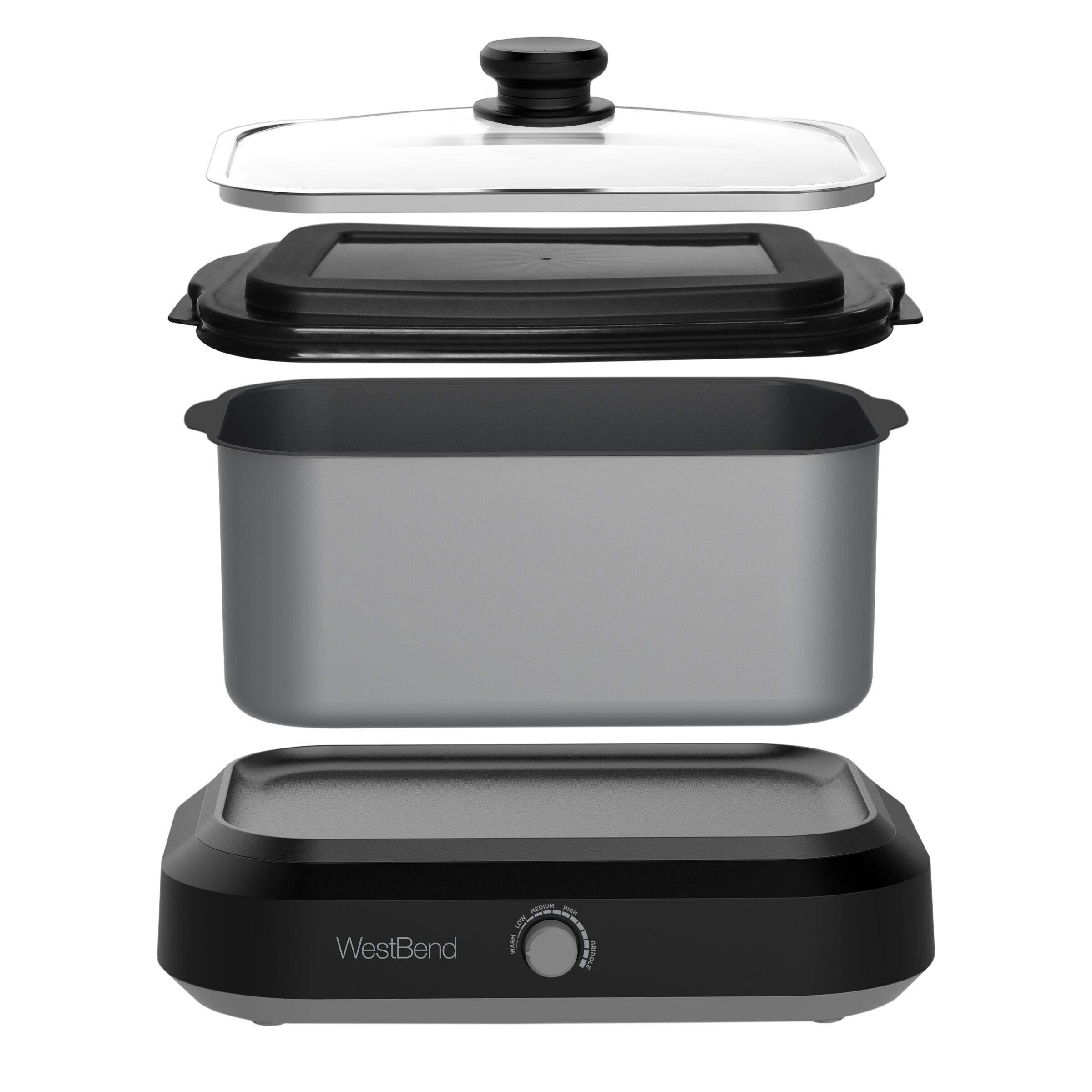 West Bend West Bend 5-Quart and 6-Quart Slow Cookers with Griddle Base