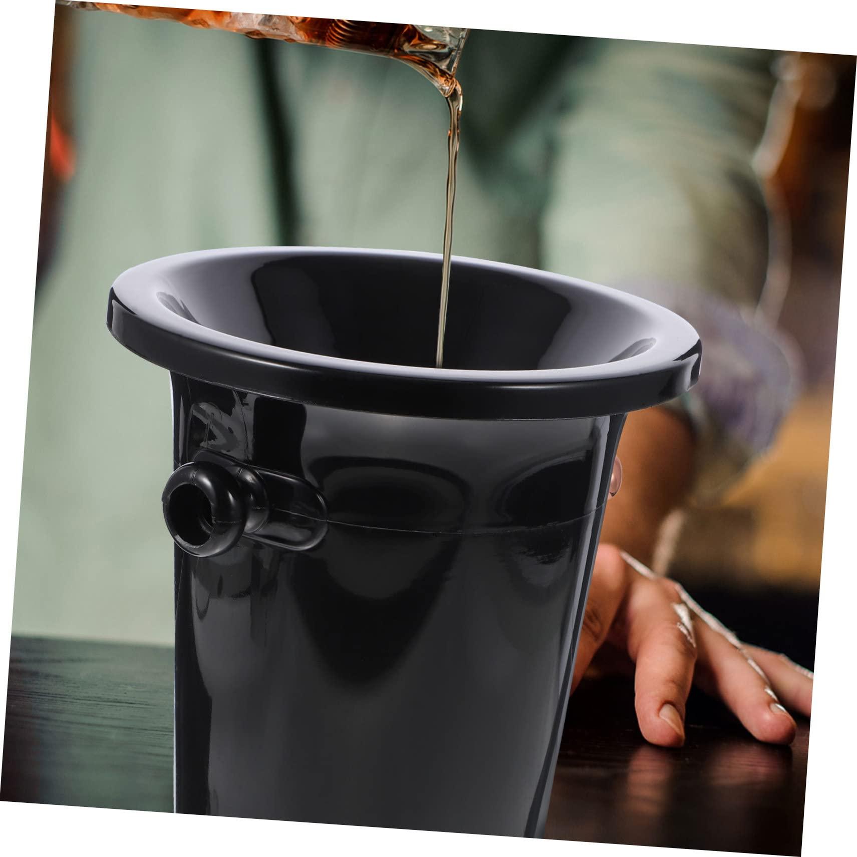 LABRIMP LABRIMP Round Wine Tasting Spittoon Set 3pcs Black Plastic Wine Spittoon Ice Bucket for Bars and Parties