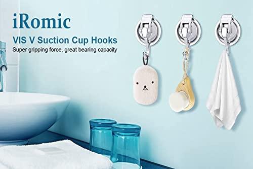 iRomic Heavy Duty Vacuum Suction Cup Hooks (2Pack) Specialized for Kitchen&Bathroom&Restroom Organization, by iRomic
