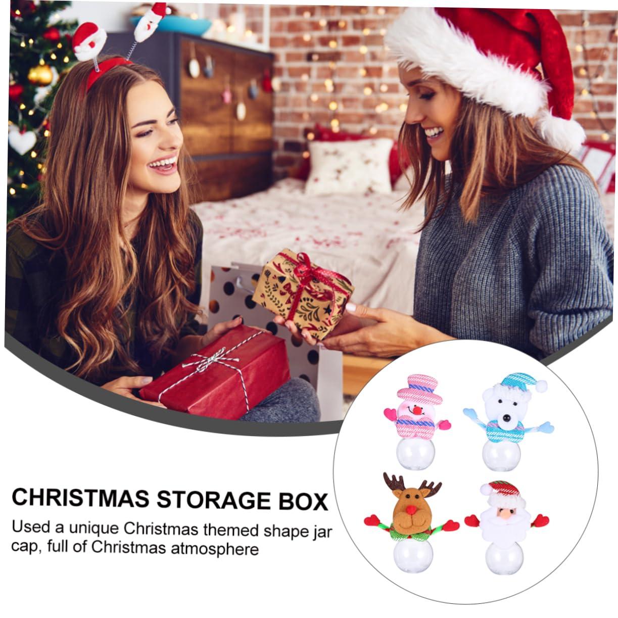 NAMOARLY NAMOARLY 4pcs Box Mini Candy Jar Christmas Lights Tins Snowman Candy Storage Christmas Storage Inflatable Christmas Tree Bag Christmas Treat Storage Canister Xmas Candy Jar Red Plastic