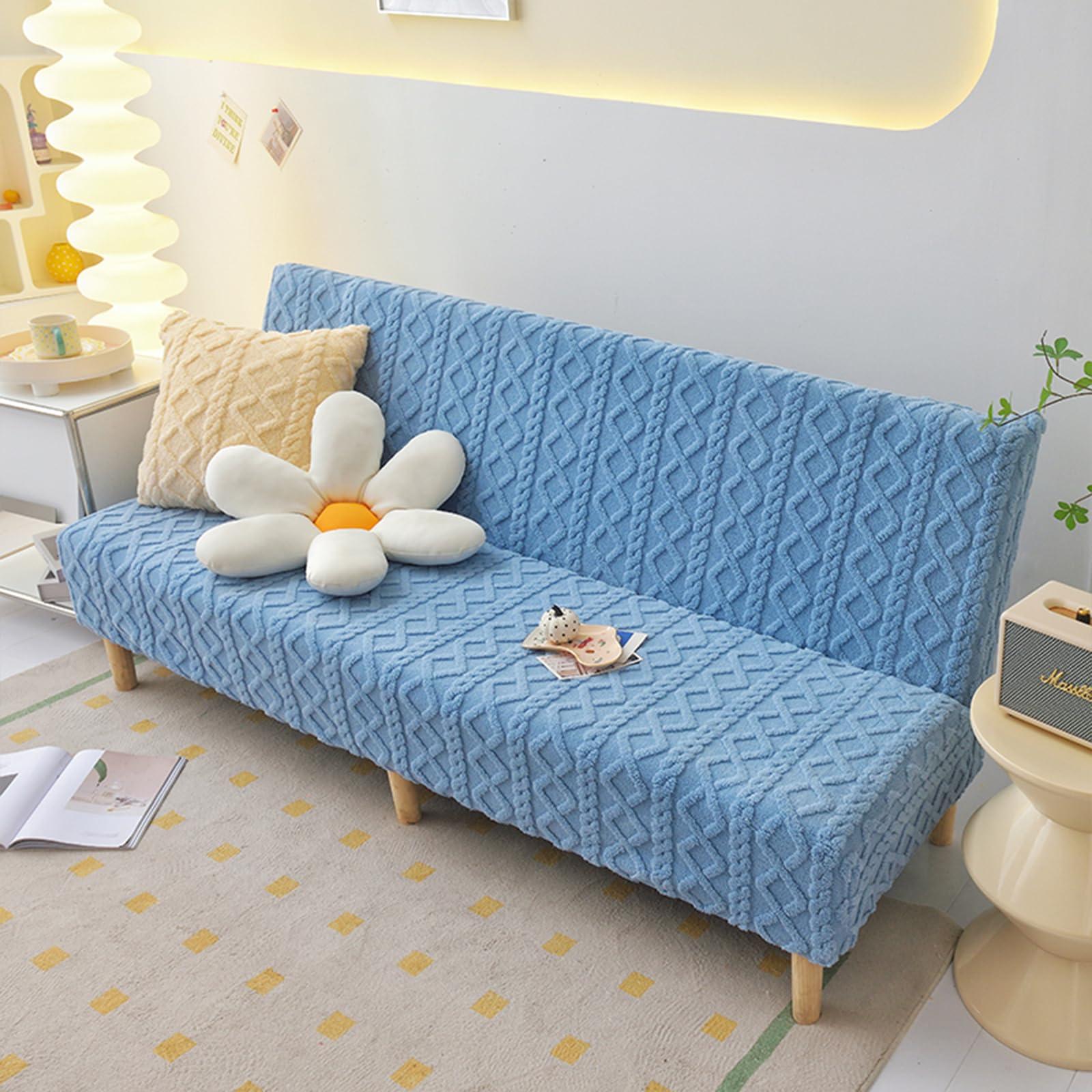 MSAVRWJCE MSAVRWJCE Stretch Armless Futon Cover, Futon Mattress Cover Soft Futon Covers Furniture Protector with Elastic Bottom, Solid Color Jacquard Futon Slipcovers Washable Futon Couch Cover,6,S