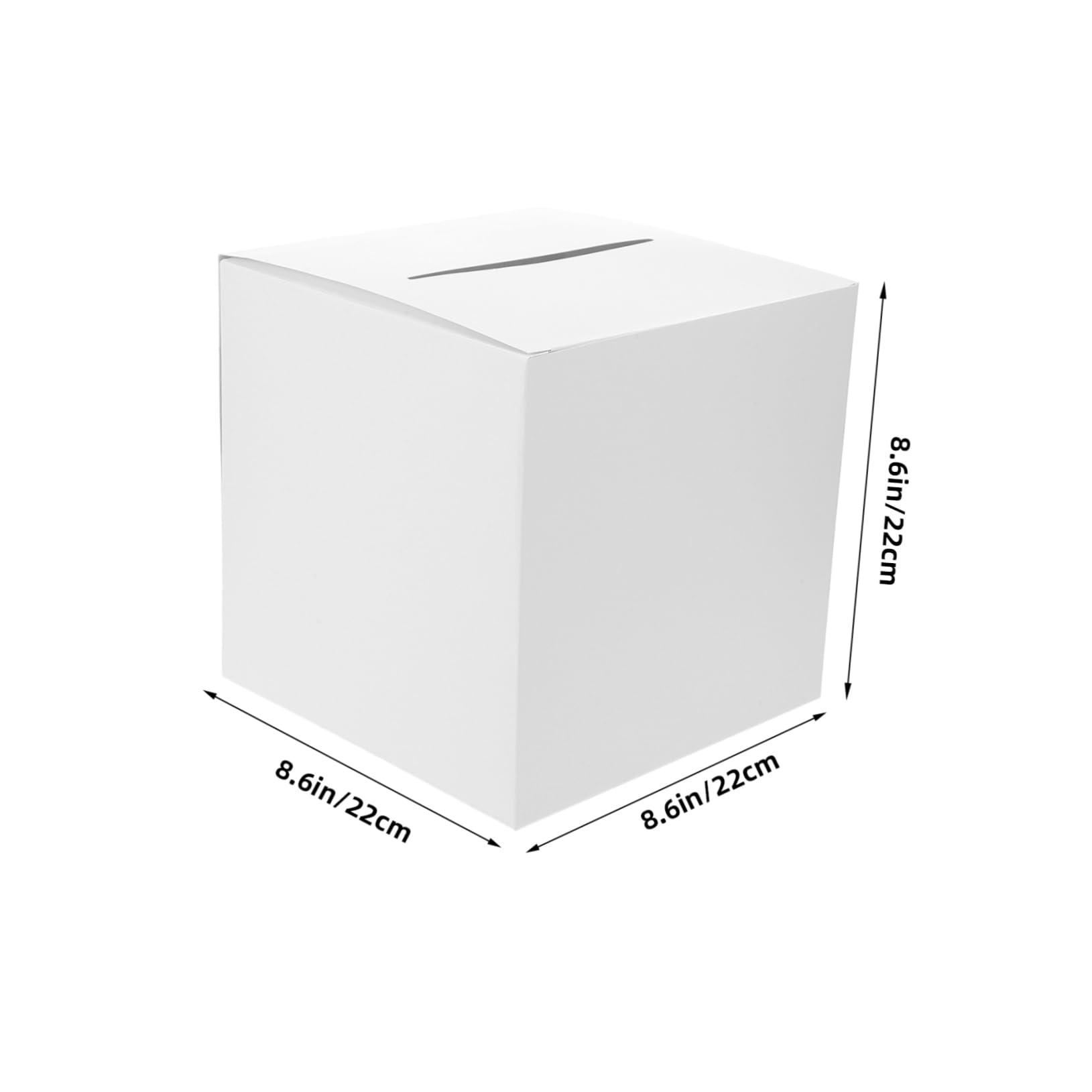 OKUMEYR OKUMEYR 4 Sets Raffle Ticket Card Box Wedding Wishing Well Bridal Card Holder Ballot Boxes Anniversary Cards Container Greeting Cards Container Business Card Holder Paper White