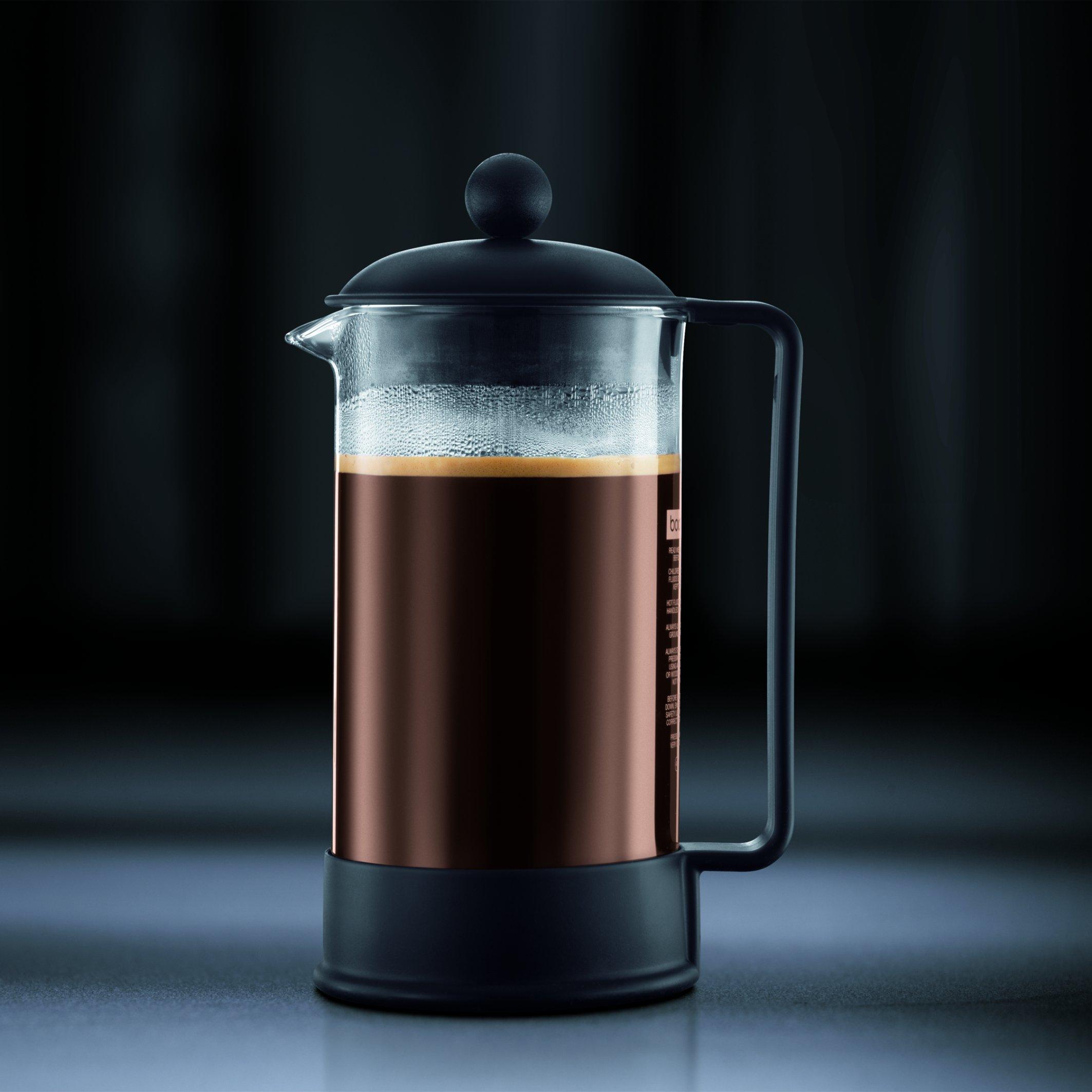 Bodum Bodum 34 oz Brazil French Press Coffee Maker, High-Heat Borosilicate Glass, Black - Made in Portugal