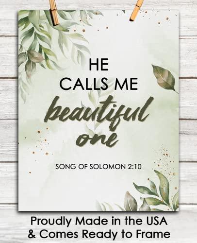 Buzz Unplugged He Calls Me Beautiful One. Song of Solomon 2:10 - Inspirational Bible Verses, Christian Scripture Positive Quotes, Religious Bible Verse Wall Art Decor For Home & Office | Unframed Posters 11x14\"