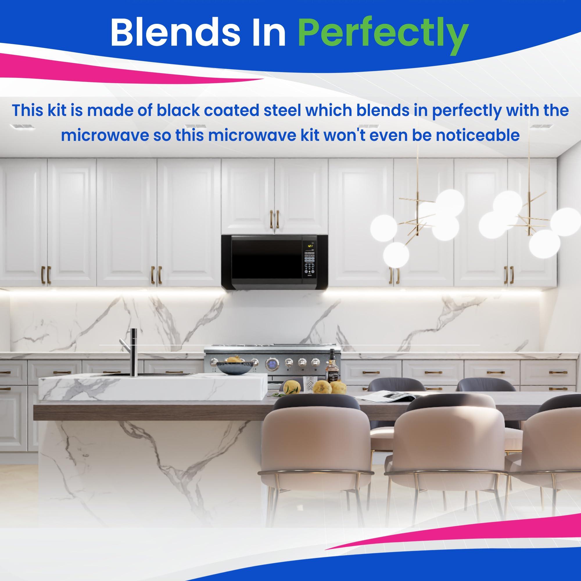 Bagean Microwave Filler Kit 2.95W Black Microwave Trim Kit Replaces Whirlpool W10164739 - Universal Microwave Trim Kit Fits Most Brands - Fills Over The Range Oven Cabinet Gap - 10.75D x 17.25H