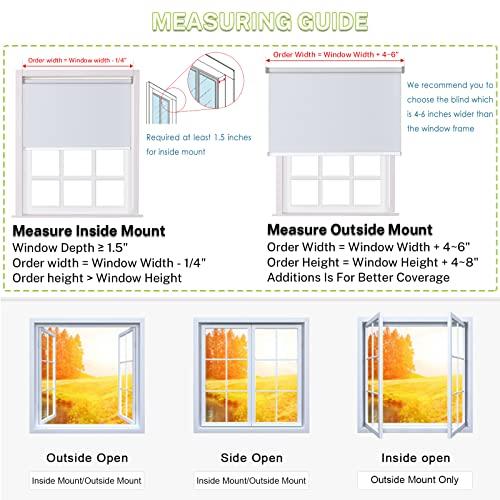 fhsblinds FHSBLINDS Blinds for Windows Roller Window Shades-Blackout Waterproof Room Darkening Custom Cut to Size Window Blinds & Shades for Home Kitchen Bedroom Office (Blue 100% Blackout, 22" W x 80" H)