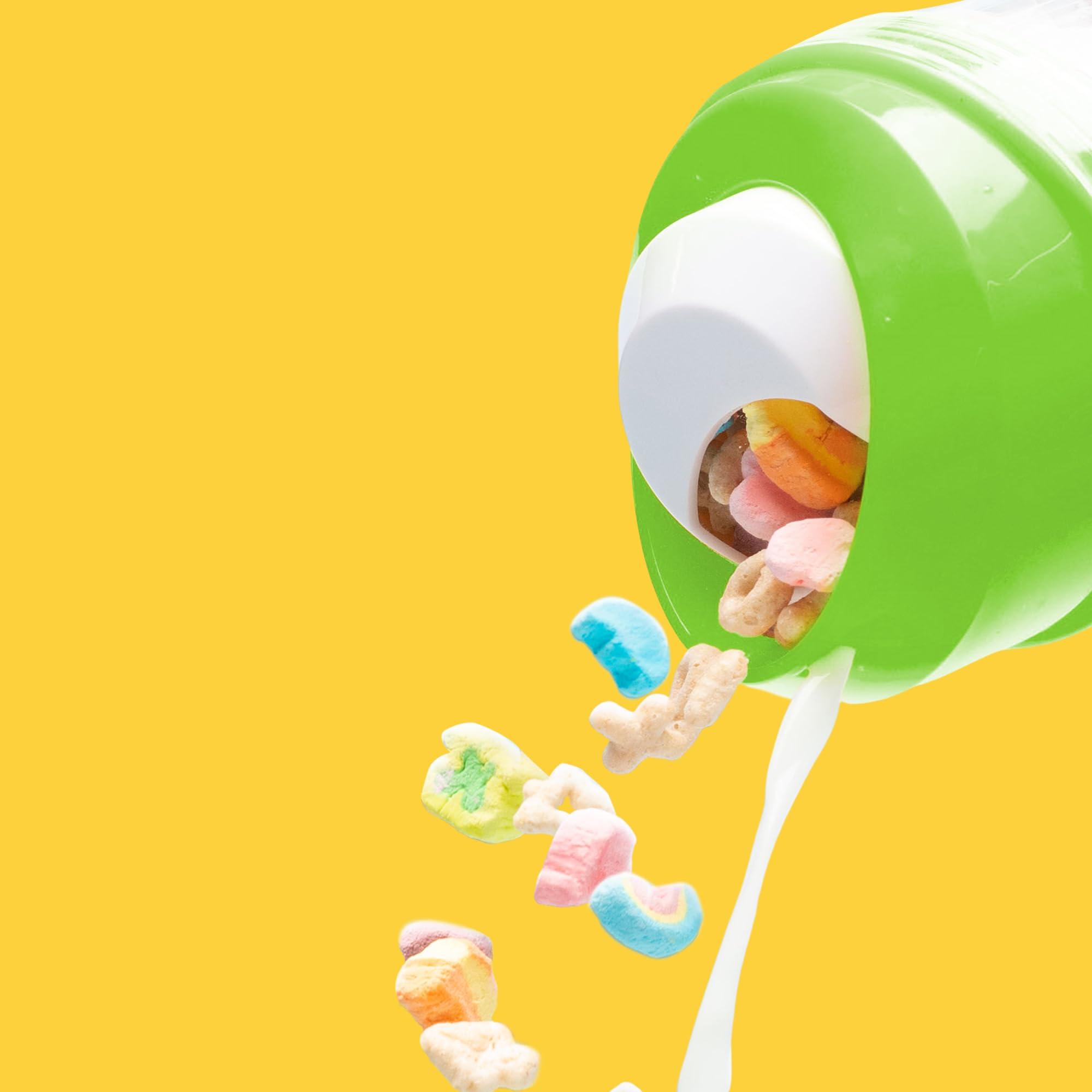 CRUNCHCUP CRUNCHCUP XL - Portable Plastic Cereal Cups for Breakfast On the Go, To Go Cereal and Milk Container for your favorite Breakfast Cereals, No Spoon or Bowl Required (Green)