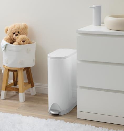 simplehuman simplehuman Diaper Can with Odor Control System (Odorsorb Pods and Odorsorb Liners), 18 Liter/ 4.8 Gallon, White Stainless Steel