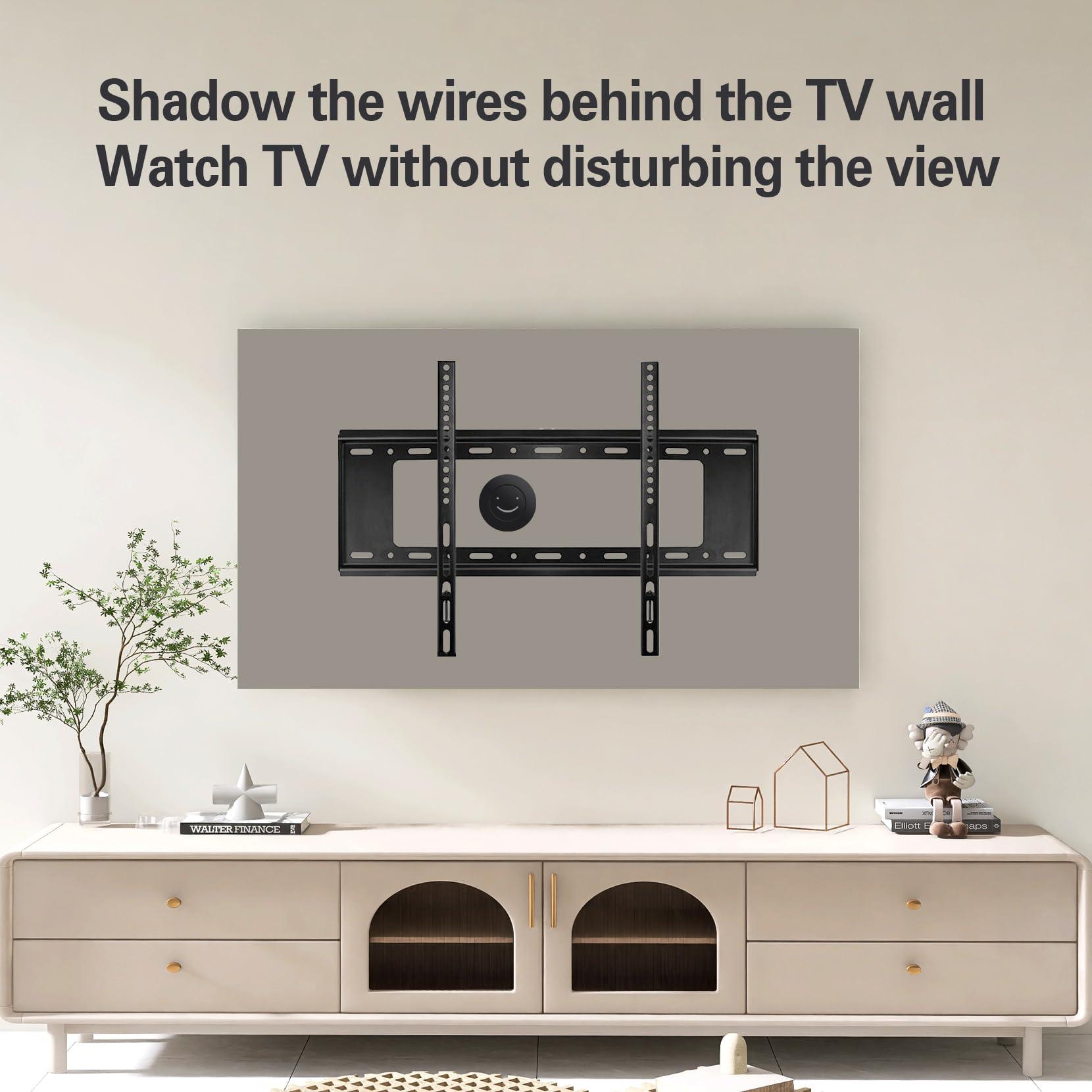 Julaiwy in Wall Cable Management Kit, TV Cord Hider for Wall Mounted TV Wire Hider for Wall, 2 Pack Pass Throughs Include a Drywall Hole Saw Drill Attachment for Easy Install Grommet - Black