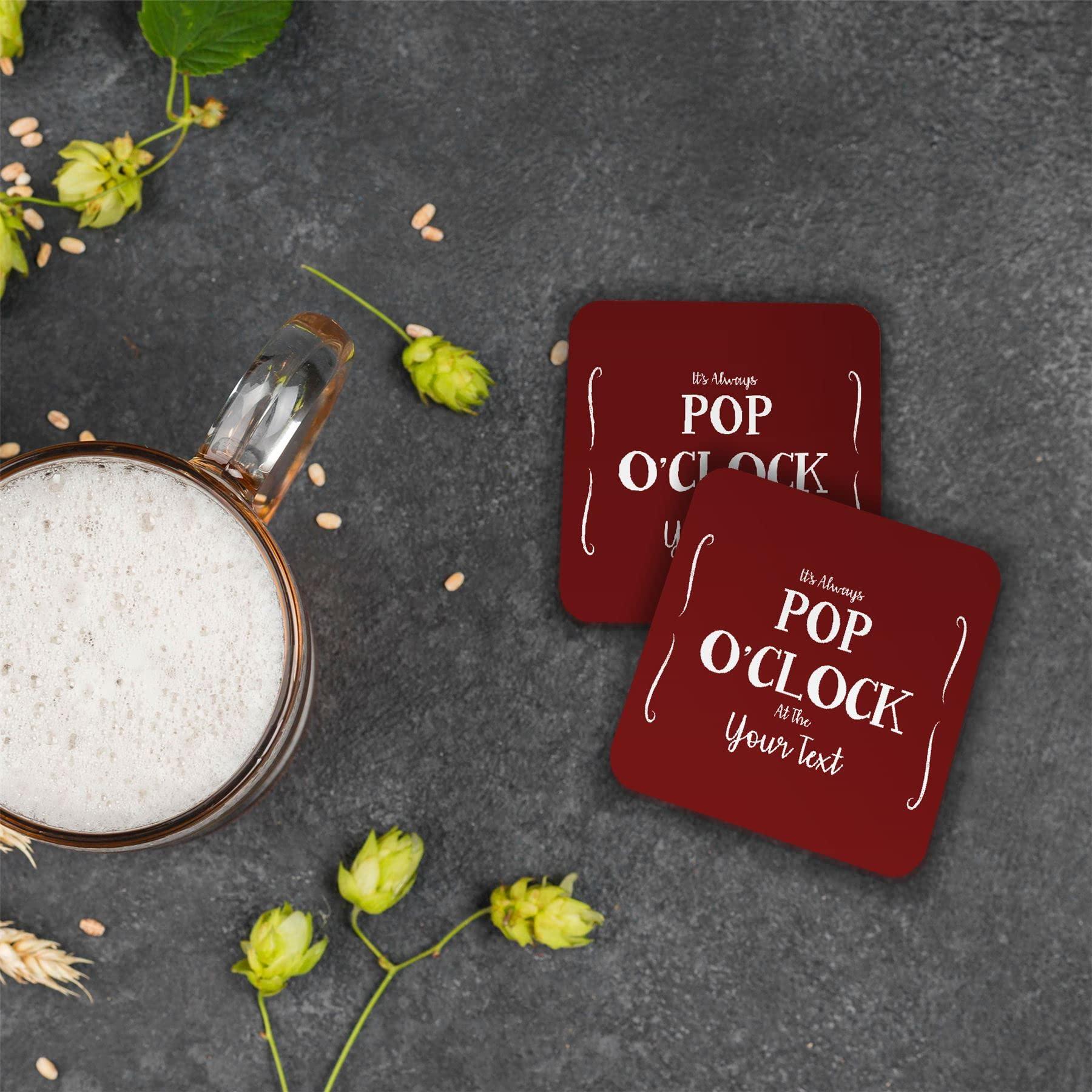 Bang Tidy Clothing Personalised Beer Mats Pack of 24 - Absorbent Recyclable Cardboard Drink Mat Coasters 3.74 x 3.74 x 0.04 inch Square - Accessories for Home Bars Pubs - POP - Ruby - ADD Your Text