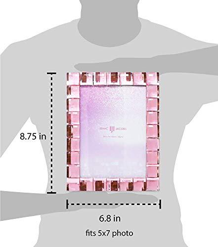 Isaac Jacobs International Isaac Jacobs Decorative Sparkling Light Pink Jewel Picture Frame, Photo Display & Home Décor (5x7, Light Pink)