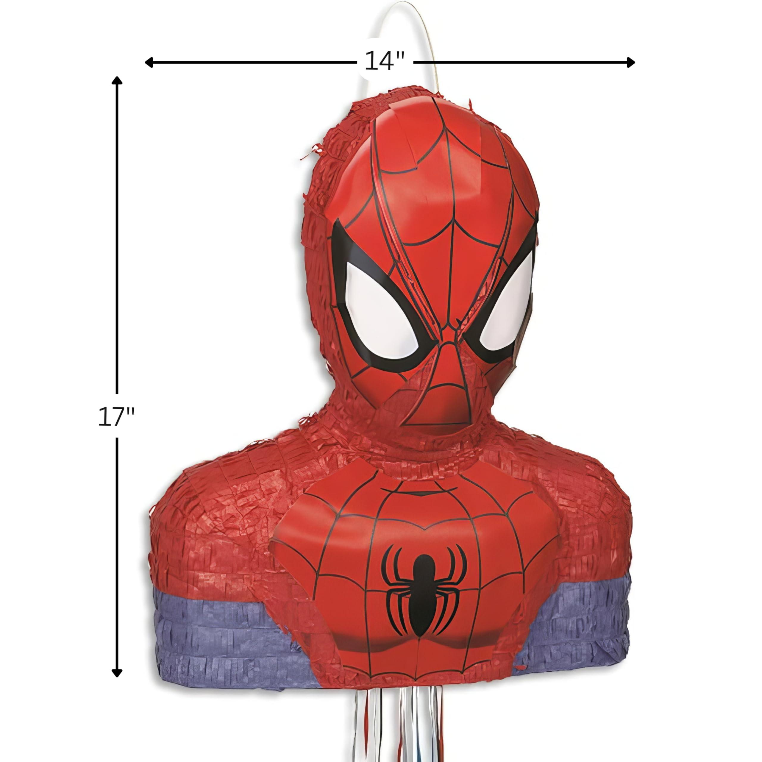 Unique Spiderman 3D Pull String Pinata - 17\" x 14\" (1 Pc.) - Easy to Set-Up Birthday Decorations & Party Supplies - Perfect Fun Party Game for Birthdays, Themed Parties, Baby Showers & More