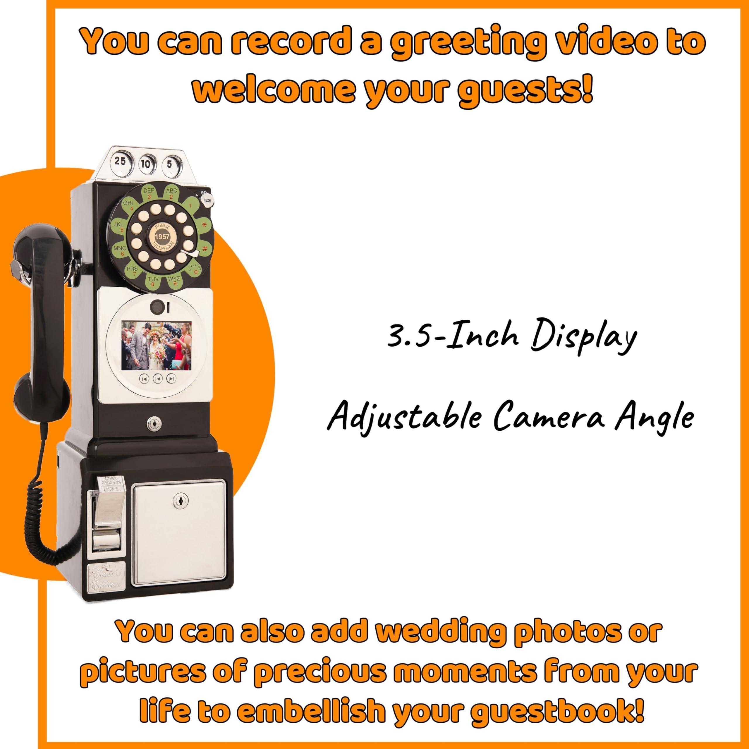 RetroVox Video & Audio Guest Book Wedding Phone Guestbook Creative Easy to Use & Fun Engagements Anniversaries Baby Showers Graduation (Black)