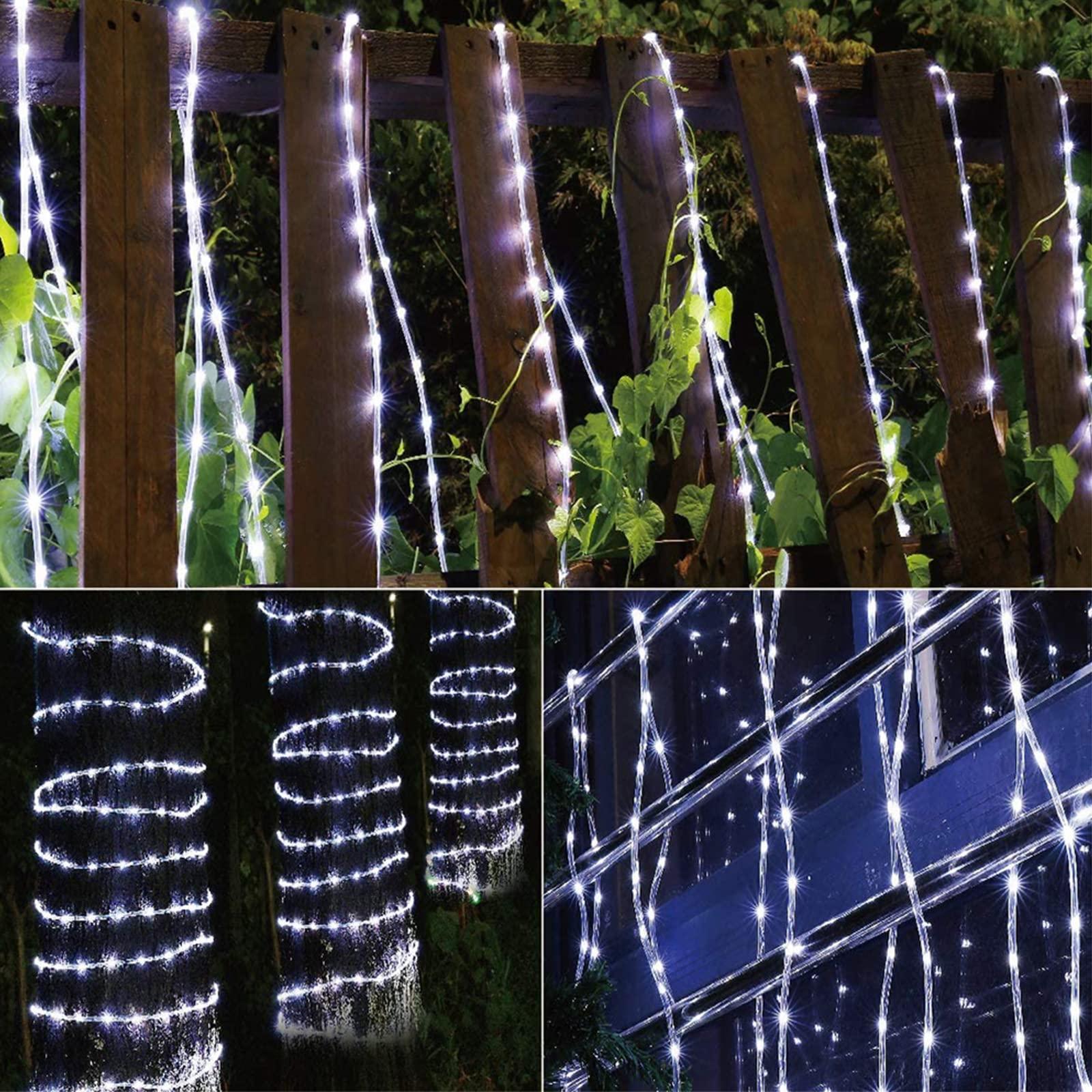 Jnaurb 50ft 360 LED Rope Lights Outdoor, Connectable and Flexible Tube Lights with 8 Modes, Waterproof Indoor Outdoor LED Rope Lighting for Deck, Garden, Pool, Patio, Indoor Outdoor Decorations (White)