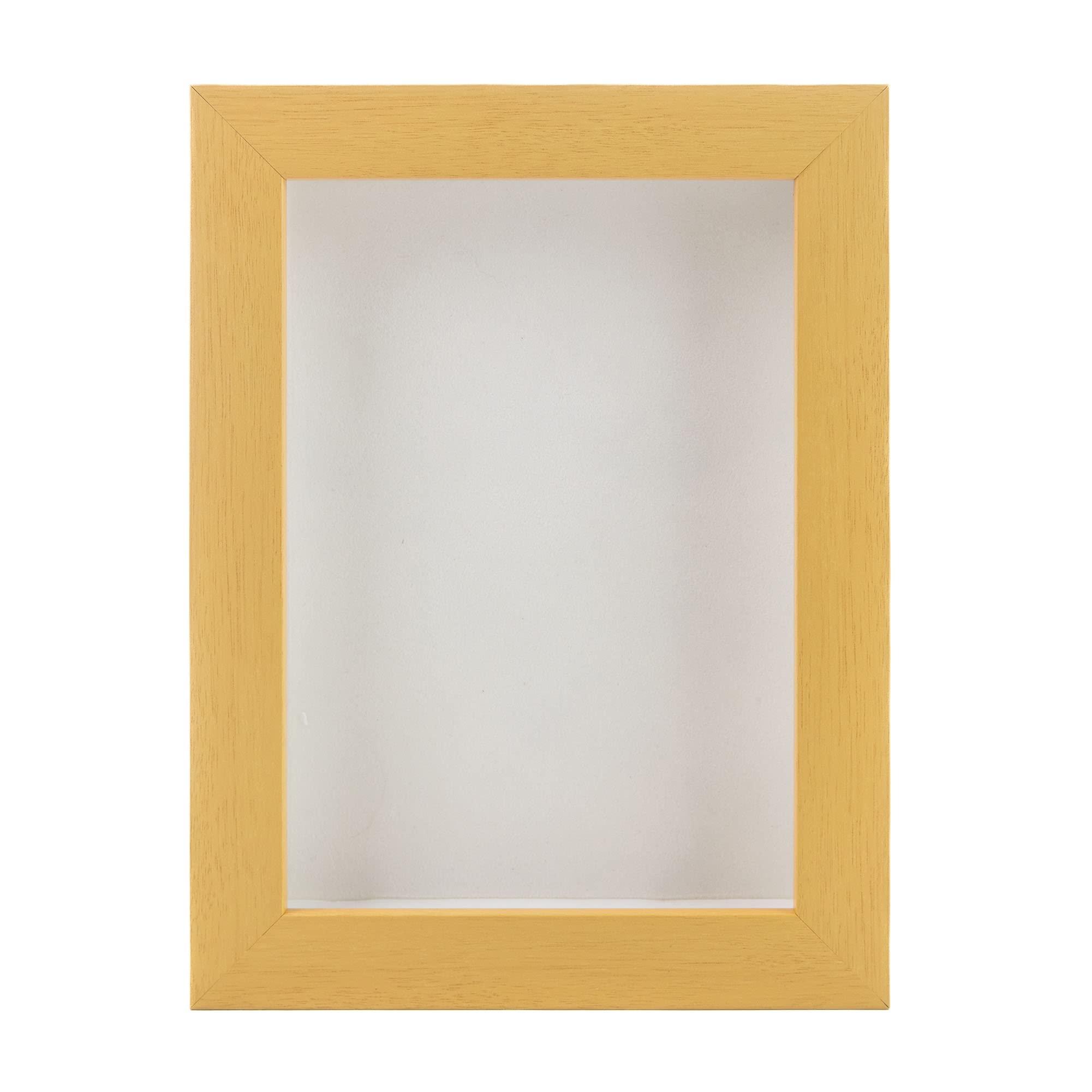 Poster Palooza 24x36 Shadow Box Frame Natural Wood | with a 3/4\" Usable Display Depth | Includes a White Real Suede Texture Acid-Free Backing Board, UV Resistant Acrylic, and Hanging Hardware