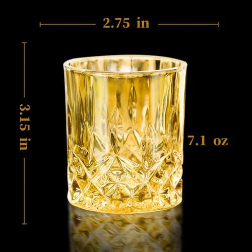 RIS LAN Crystal Glass Whisky Glasses Set of 6-7.14 Oz Old Fashioned Glasses, Luxury Whiskey Glasses for Drinking Bourbon, Scotch Whisky, Cocktails, Cognac, Unique Gifts for Men Husband and Boyfriend