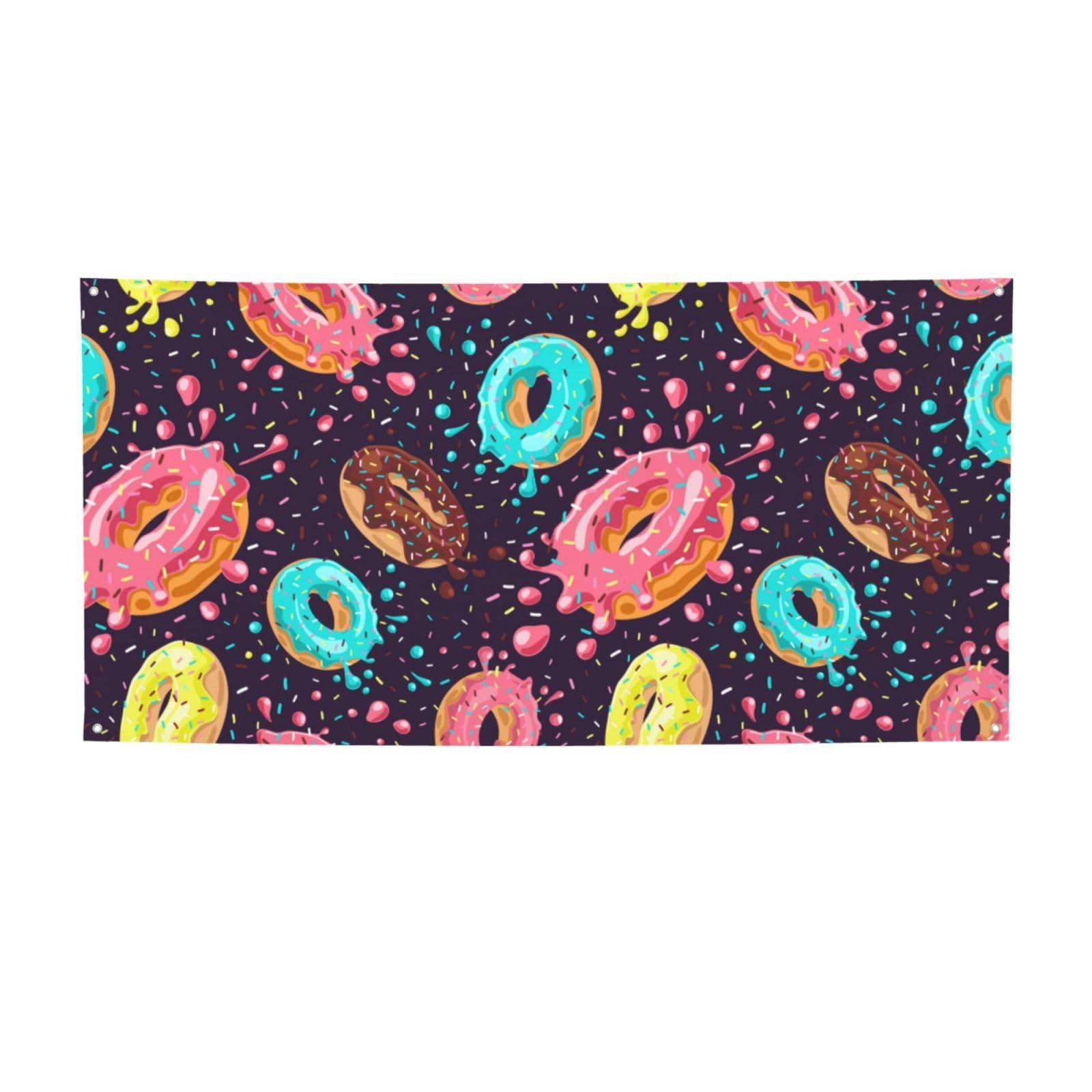 FGDIUCVN FGDIUCVN Donat Banner,Happy Birthday Banner for Men Women Congratulations Banner Graduation Banner Funny Banners for Room Outside Wall Hanging Party Backdrop Decorations(24x47 in)