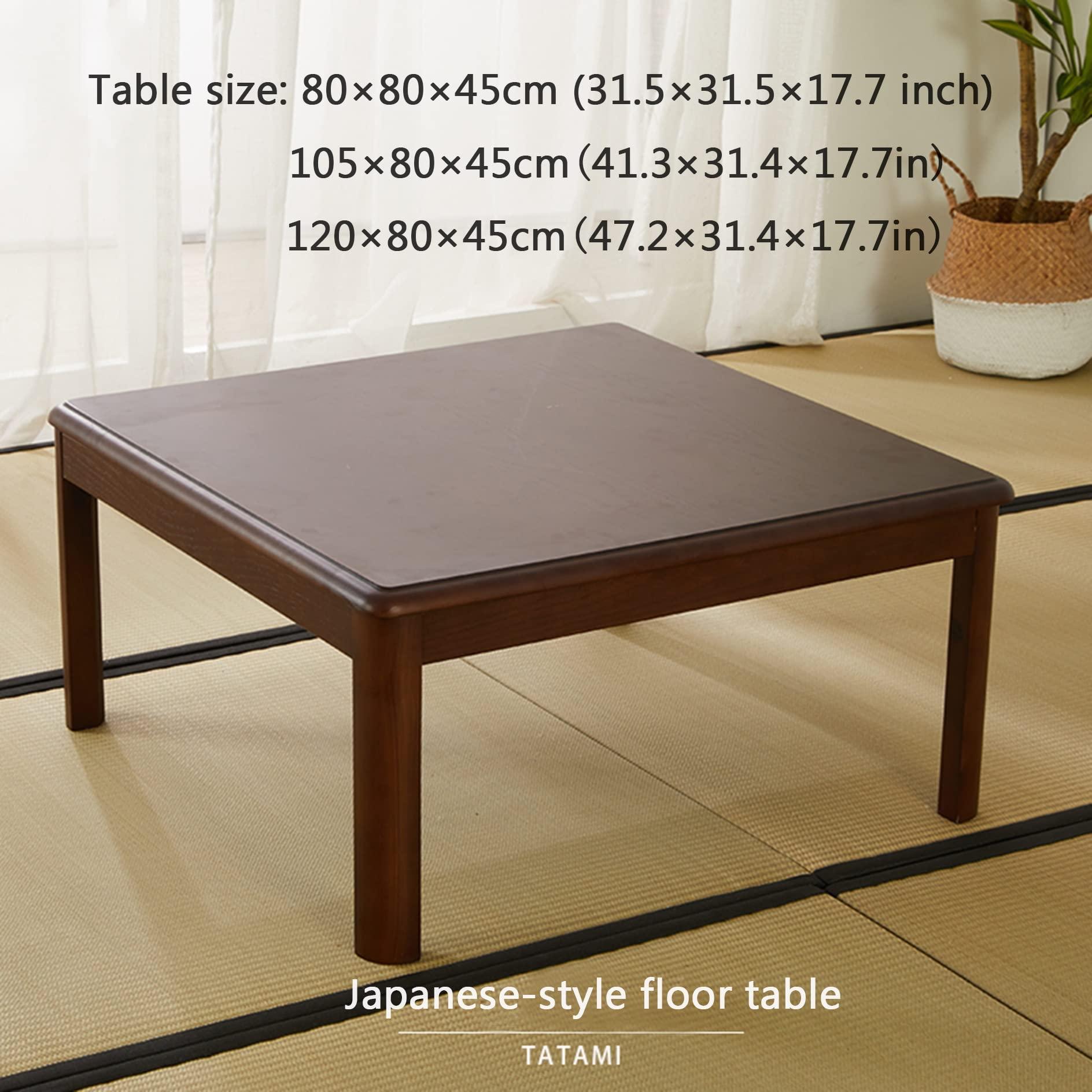 Leaceuv Japanese Desk Kotatsu Table with Heater,Drawing Table for Floor & Bed,with Plush Blanket,Computer Writing Desk,House Bay Window Low Tables Heating Futon Coffee Tea Table,Easy to Assemble (Size : 80x8