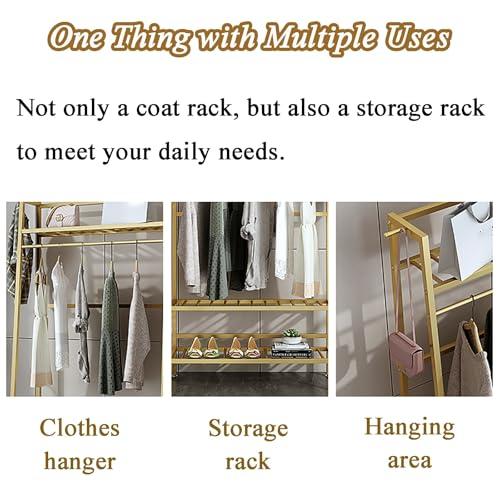 HomeLoft Basics Heavy Duty Clothes Rails for Bedroom, Costoffs Freestanding Coat Rack for Small Spaces, Coat Stand for Bedroom(Gold-Third Floor,150 * 38 * 170cm)