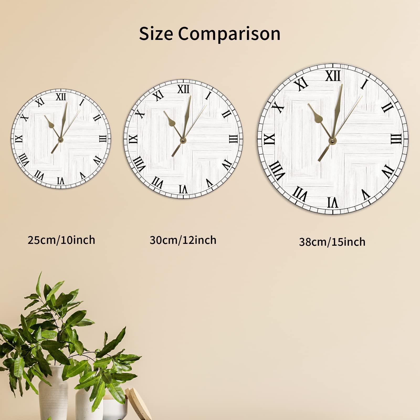 ArogGeld Retro Cherry Round Clock 12Inch Round Clocks French Cherry Wall Clocks Battery Operated Wall Clocks Retro Rustic Style Kitchen Clock for Kitchen Dinning Room Birthday Housewarming Gift