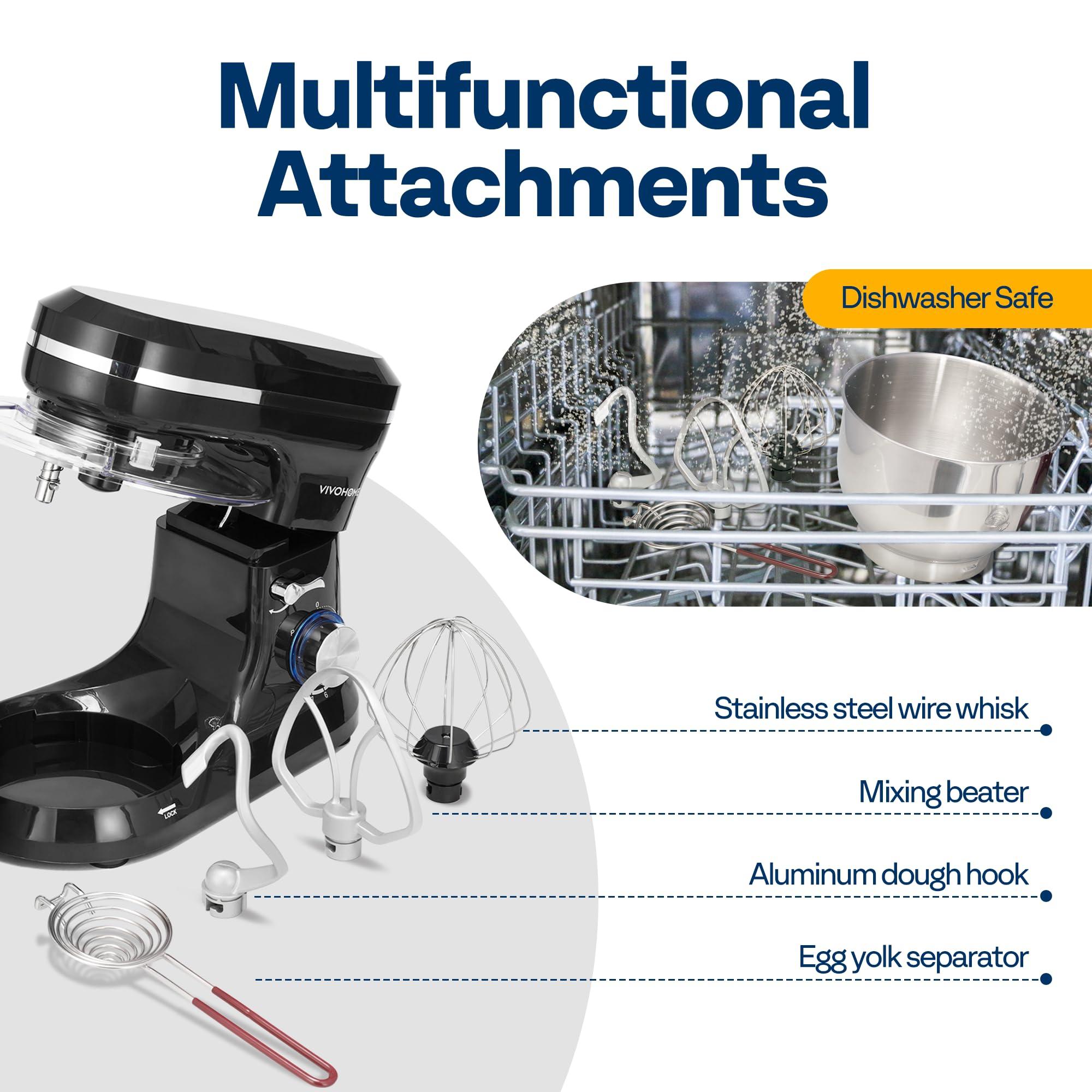 VIVOHOME VIVOHOME 4.75 Quart Stand Mixer, 8 Speed Kitchen Electric Food Mixer, Household Stand Mixer for Baking, Cake, Bread with Beater, Dough Hook, Wire Whip and Egg Separator, Black