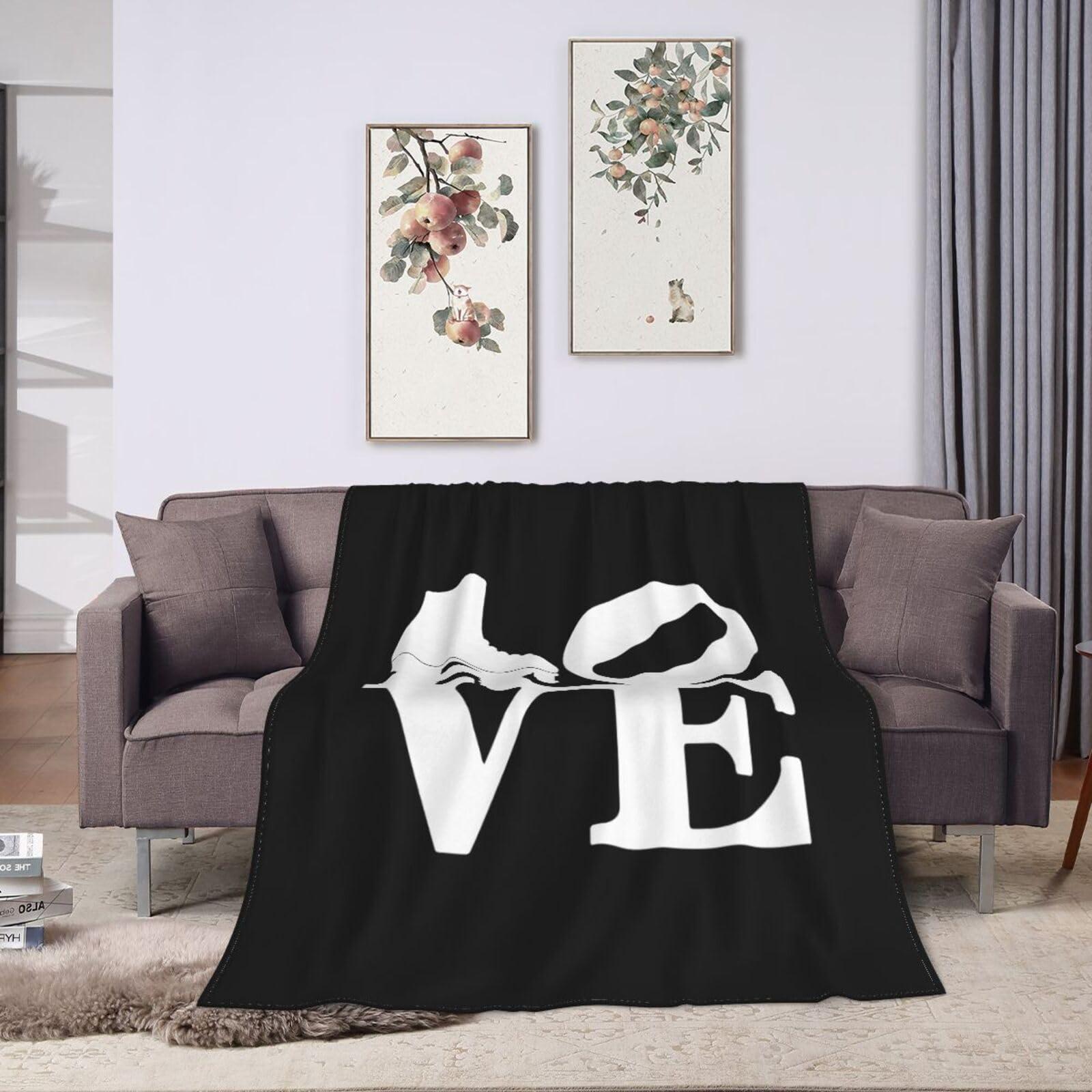 BERULL Love Roller Skate Black Super Soft Fleece Blanket Sofa Flannel Blanket Bedding for Living Room