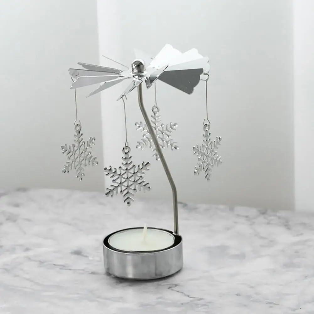zhenyishangmao Rotating Candle Holder, Gold Carousel Candle Spinner Flying Angels Tea Lights Candle Holder for Christmas, Wedding, Home Decor(Carousel,Gold)