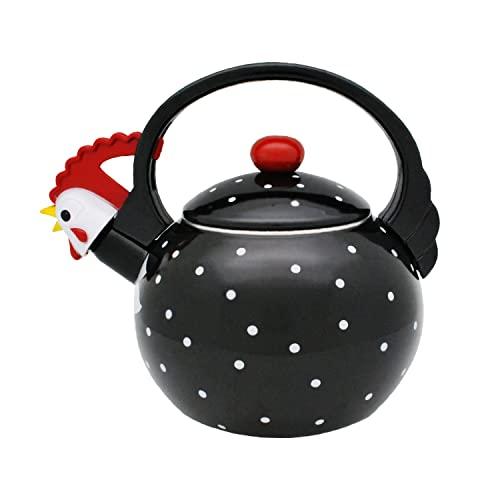 Supreme Housewares Whistling Tea Kettle for Stove Top Enamel on Steel Teakettle, Supreme Housewares Rooster Design Teapot Water Kettle Cute Kitchen Accessories Teteras (1.6 Quart, Rooster)
