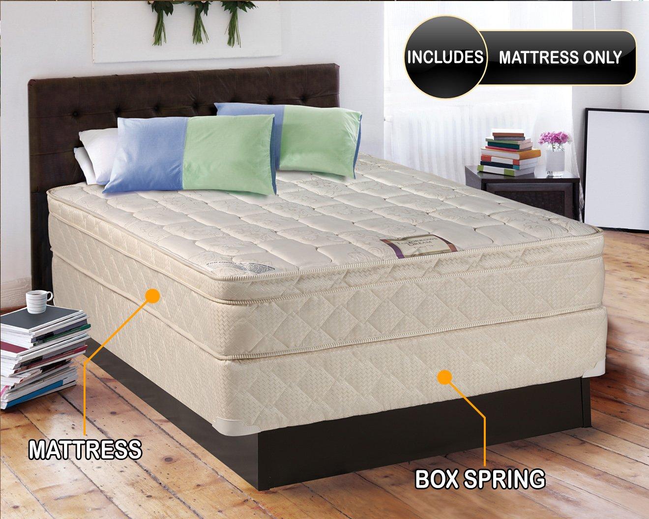 Dream Solutions USA Dream Solutions USA DS USA Dream World Inner Spring Pillowtop (Eurotop) Medium Soft Mattress Only with Mattress Cover Protector - Fully Assembled, Orthopedic (Twin 39"x75"x10")