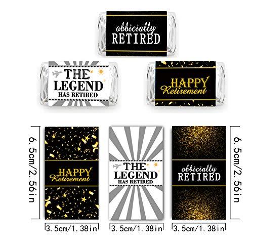 PANHUI Happy Retirement Party Mini Candy Bar Wrappers - Retirement Party Favors - 45 Stickers