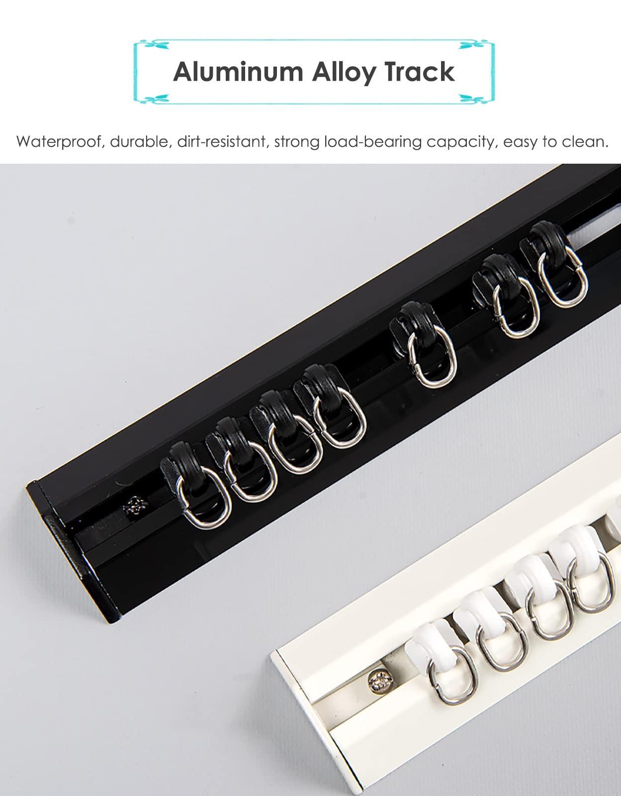 SRNSAEB SRNSAEB 4-20 Ft Long Curtain Track Ceiling Mount, Aluminum Curtain Rail/Privacy Room Divider for Balcony/Bay Window/Hotel/Office (Color : Black, Size : 366cm/12ft)