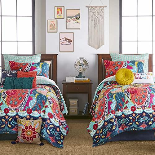 Levtex Home Levtex Home - Jules Quilt Set - Twin/Twin XL Quilt (68x86in.) + One Standard Pillow Sham (26x20in.) - Bohemian - Teal, Orange, Yellow, Green, Blue, Red, Black - Reversible - Cotton Fabric